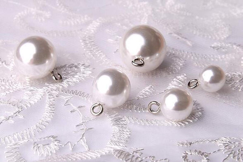iKammo Bridal Buttons 20pcs Full Round Pearl (White) (12mm) - Image 2
